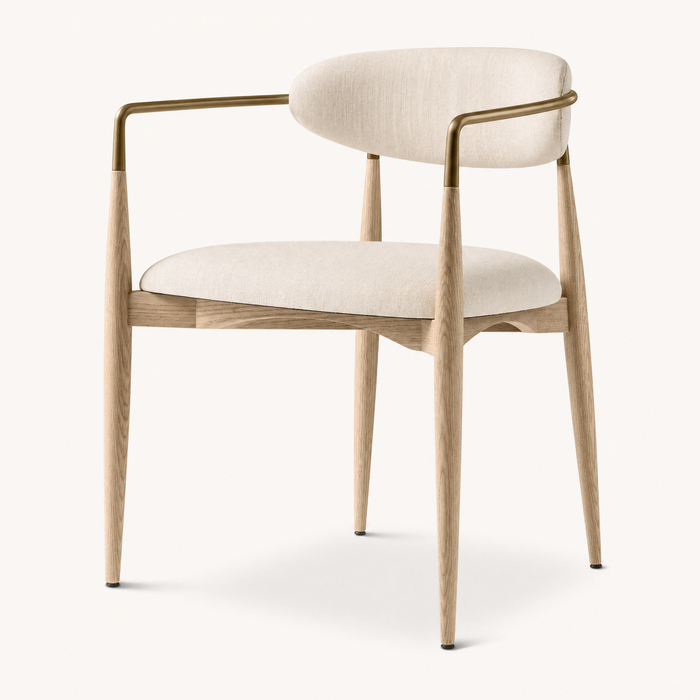Noelle Linen Brass Arm Dining Chair