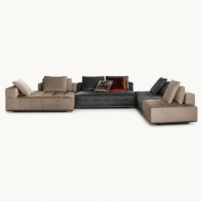 Two-Tone Grid Tufted Modular Sofa