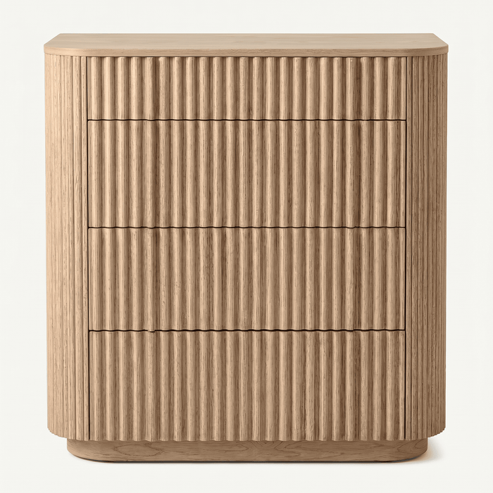Fluted Oak Four-Drawer Chest of Drawers