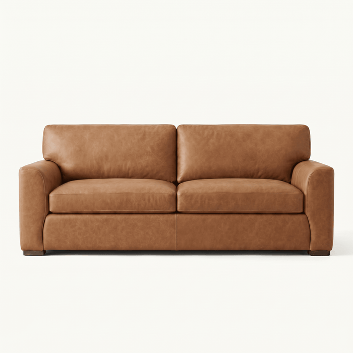 Modern Leather Sofa with Wide Track Arms