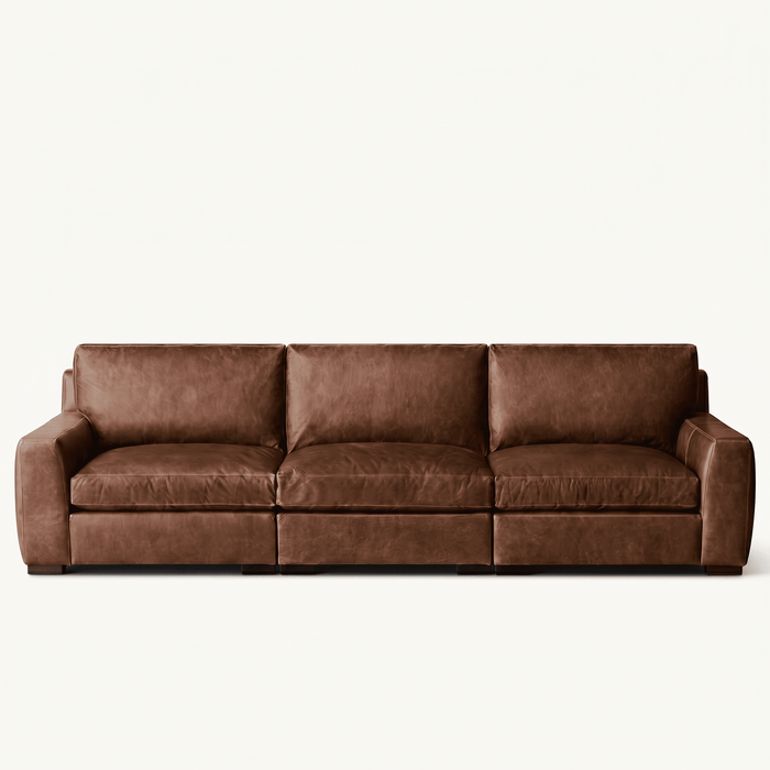Spacious Three-Seater Leather Sofa