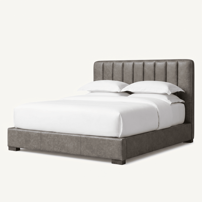 Vertical Channel Tufted Leather Bed