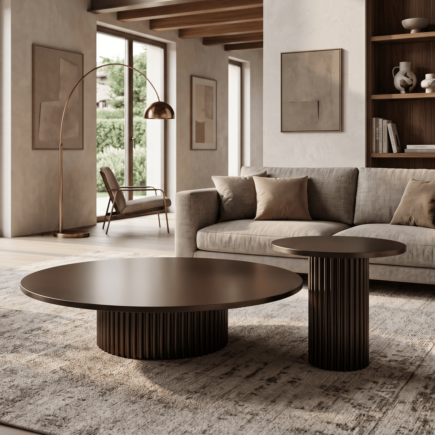 Round Stone Top Accent Tables