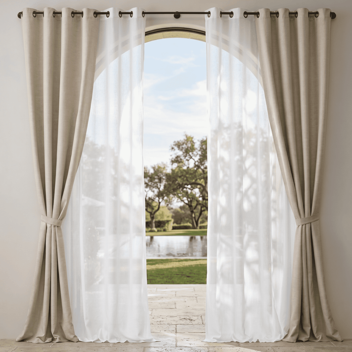 Sheer White Linen Look Light Filtering Curtain