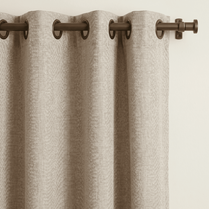 Light Gray Herringbone Linen Blend Curtain