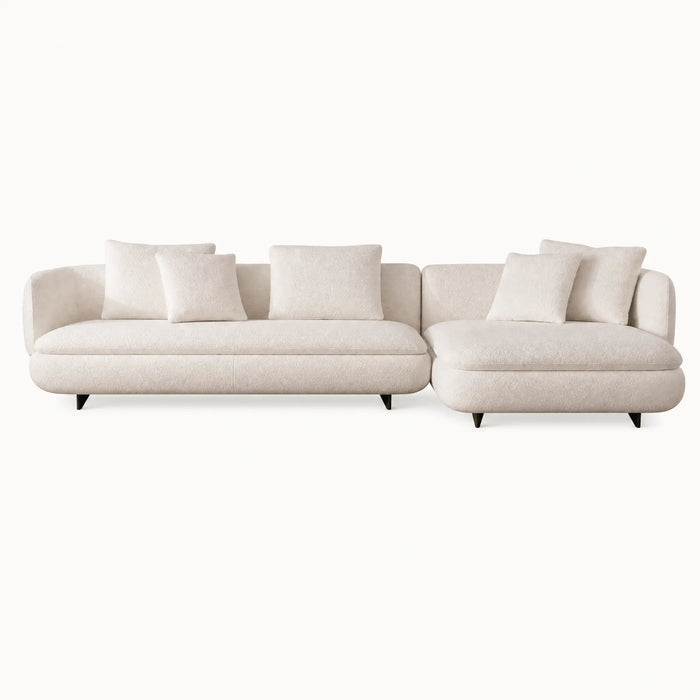 Rounded Arm L-Shaped Plush Sectional Sofa