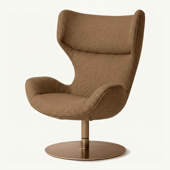 Wingback Fabric Swivel Chair with Metal Base