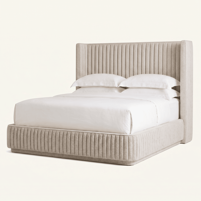 Vertical Channel Tufted Wingback Bed