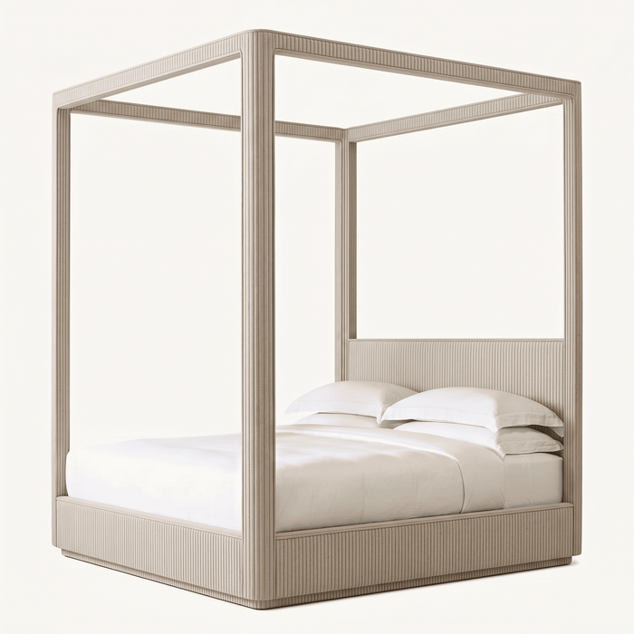 Vertical Channel Tufted Canopy Bed