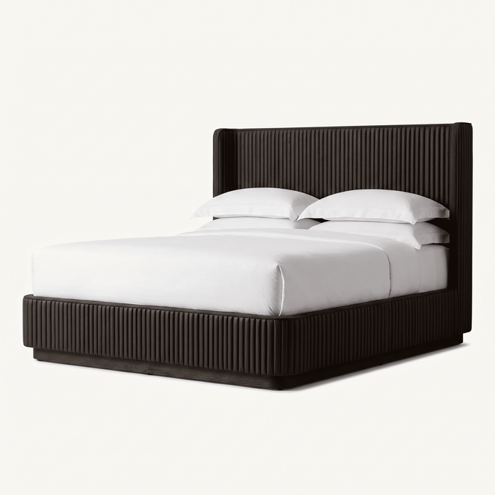 Vertical Channel Tufted Wingback Bed