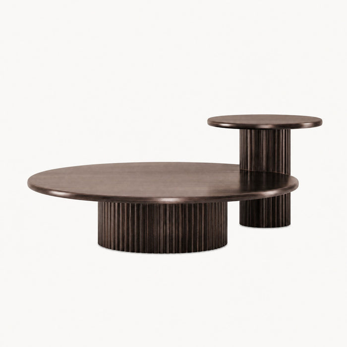 Fluted Wood Round Dining Table