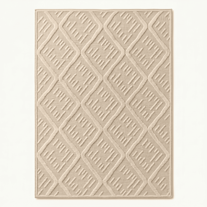 Embossed Diamond Pattern Neutral Tone Rug
