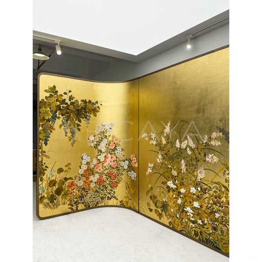 Gold Leaf Floral Folding Screen - scene