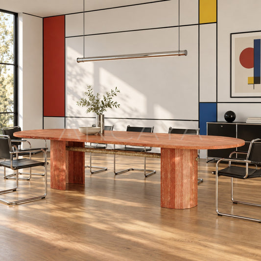 Red Travertine Conference Table - scene