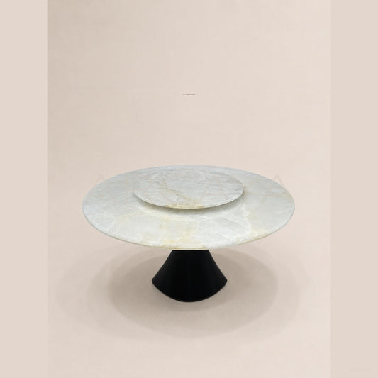Daze White Crystal Stone Round Table - scene