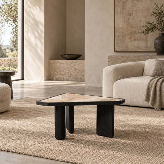 Polygon Patchwork Marble Low Table - scene