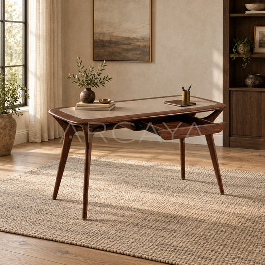 Black Walnut Veneer Mortise Tenon Desk - scene
