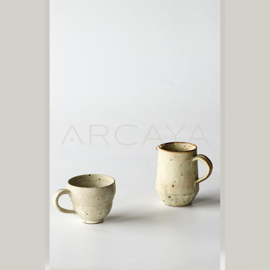 Amu Collab Vintage Stoneware Handled Coffee Mug - scene