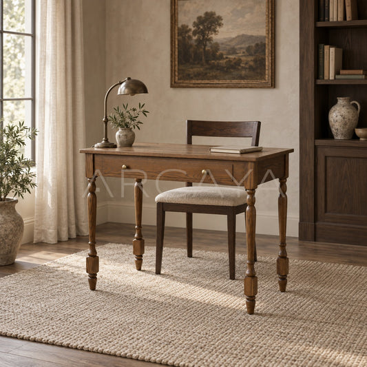 Mid Century Old Money Small Desk - scene