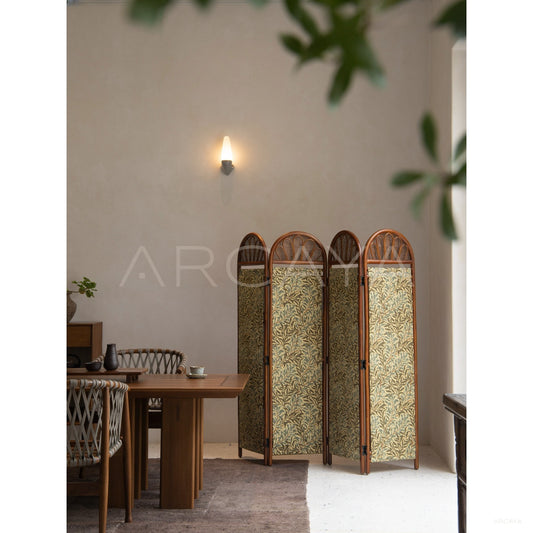 Cinematic Rattan Folding Screen - scene