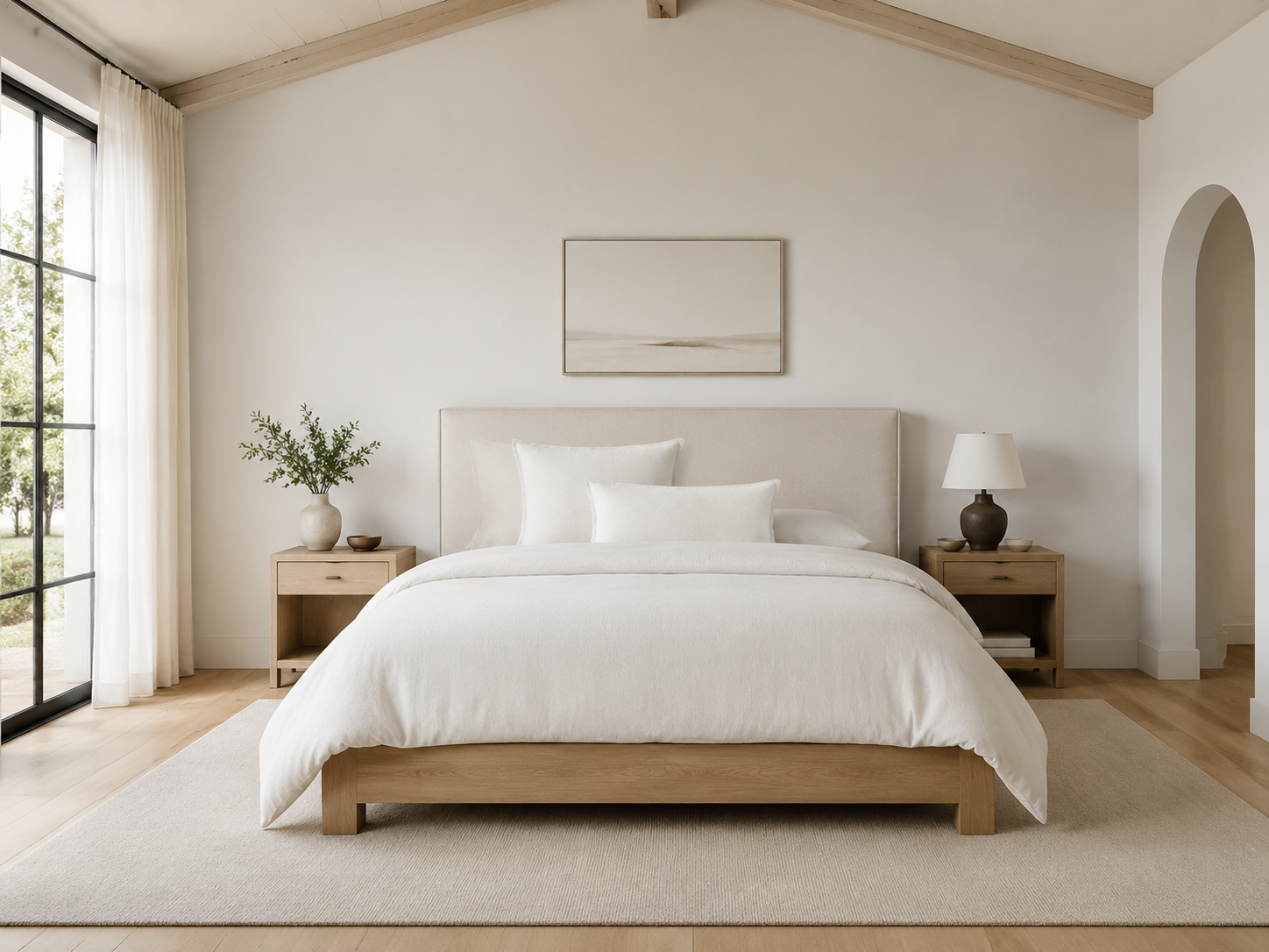 Bed Linens in a modern room