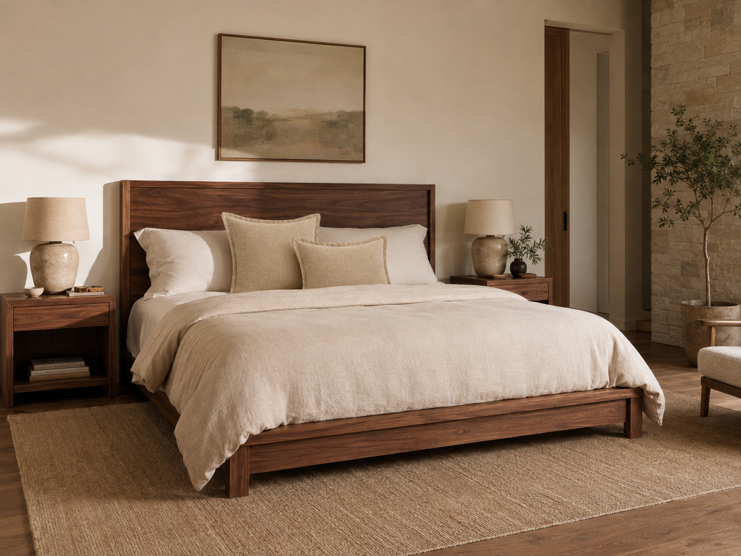 Bed Linens in a modern room