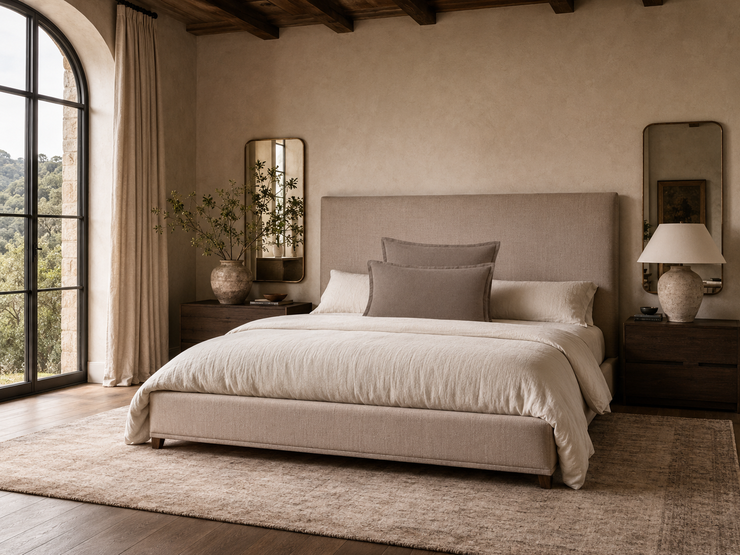 Bed Linens in a modern room