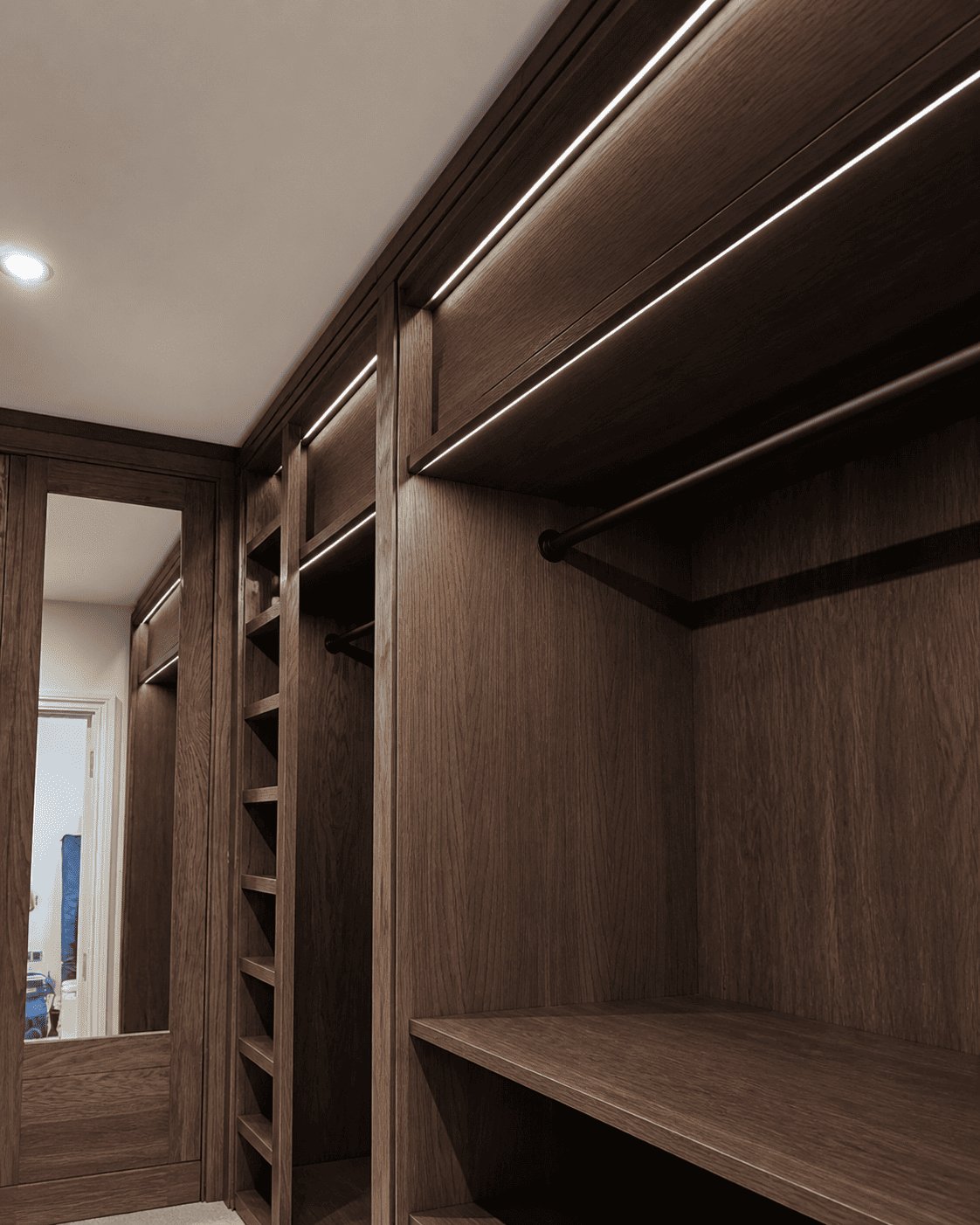 Walnut Collection interior corner shelving