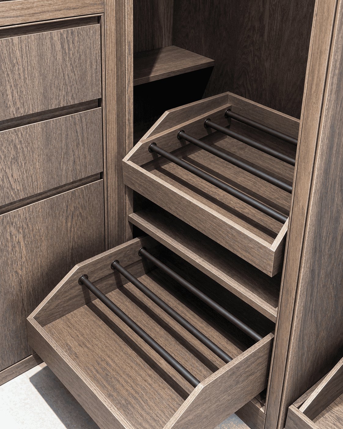 Walnut Collection velvet-lined jewelry drawer