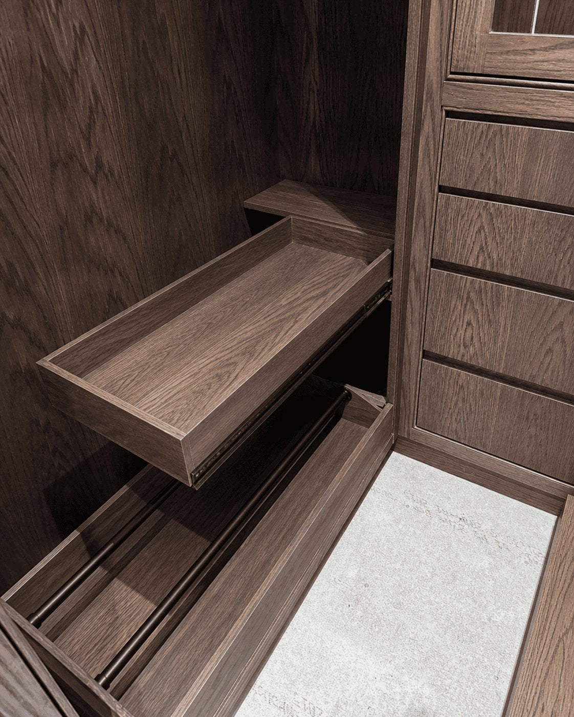 Walnut Collection pull-out drawer detail