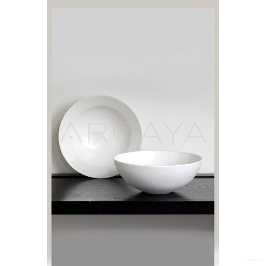 Sunxun Collab White Porcelain Wide Soup Bowl - scene