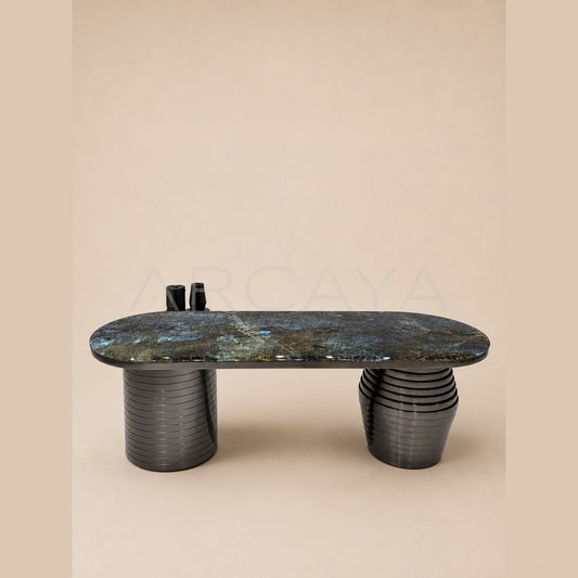 Daze Blue Jade Stone Tea Table Ring Base - scene