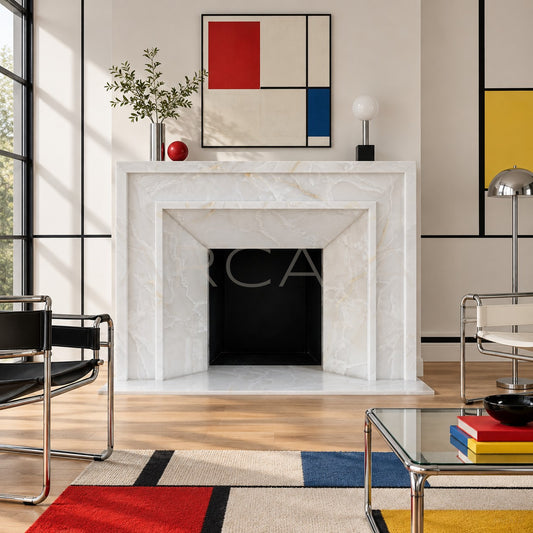 Snow White Stone Fireplace — Fireplace Surrounds - scene