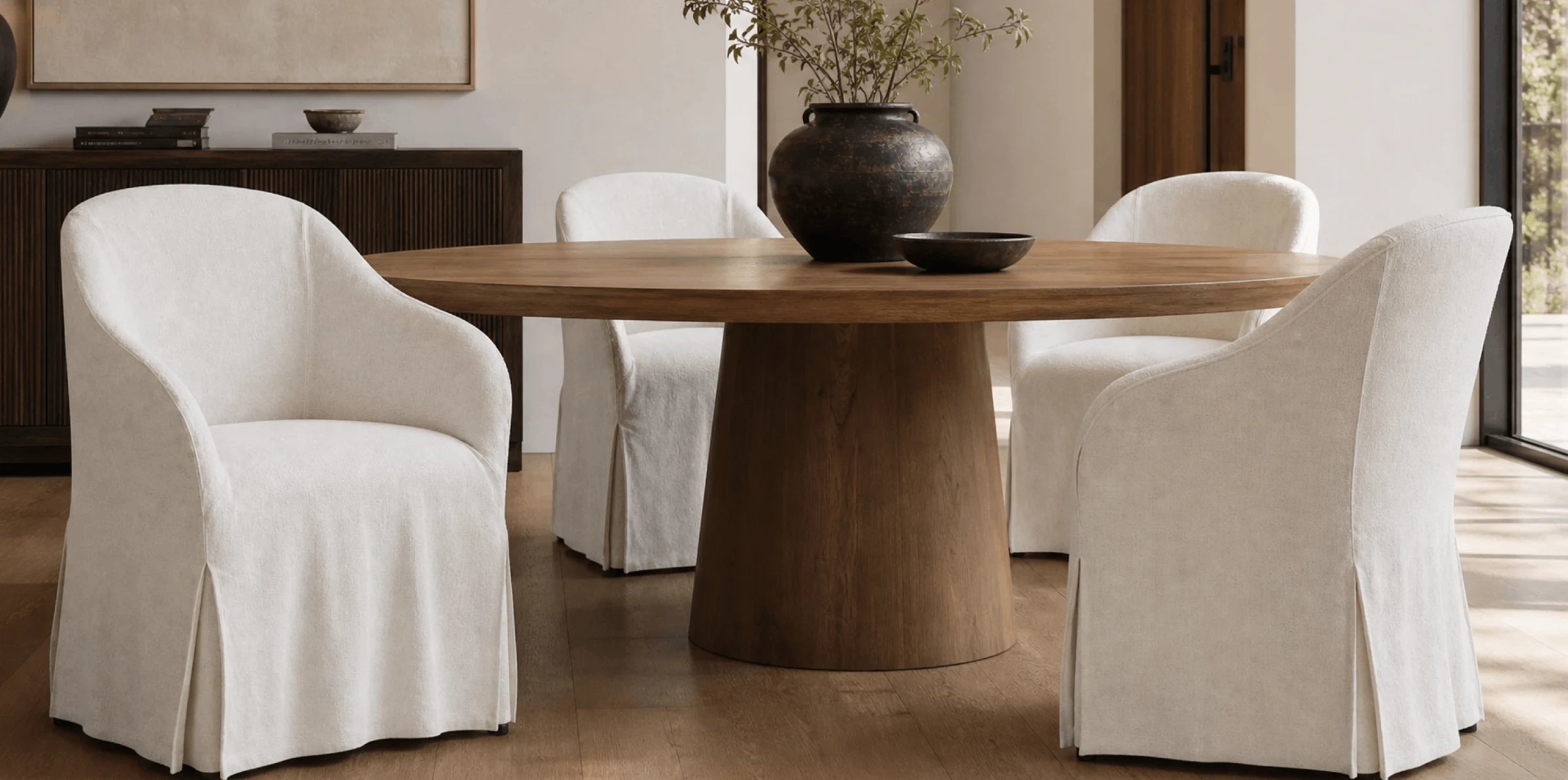 Fabric Chairs in a styled room
