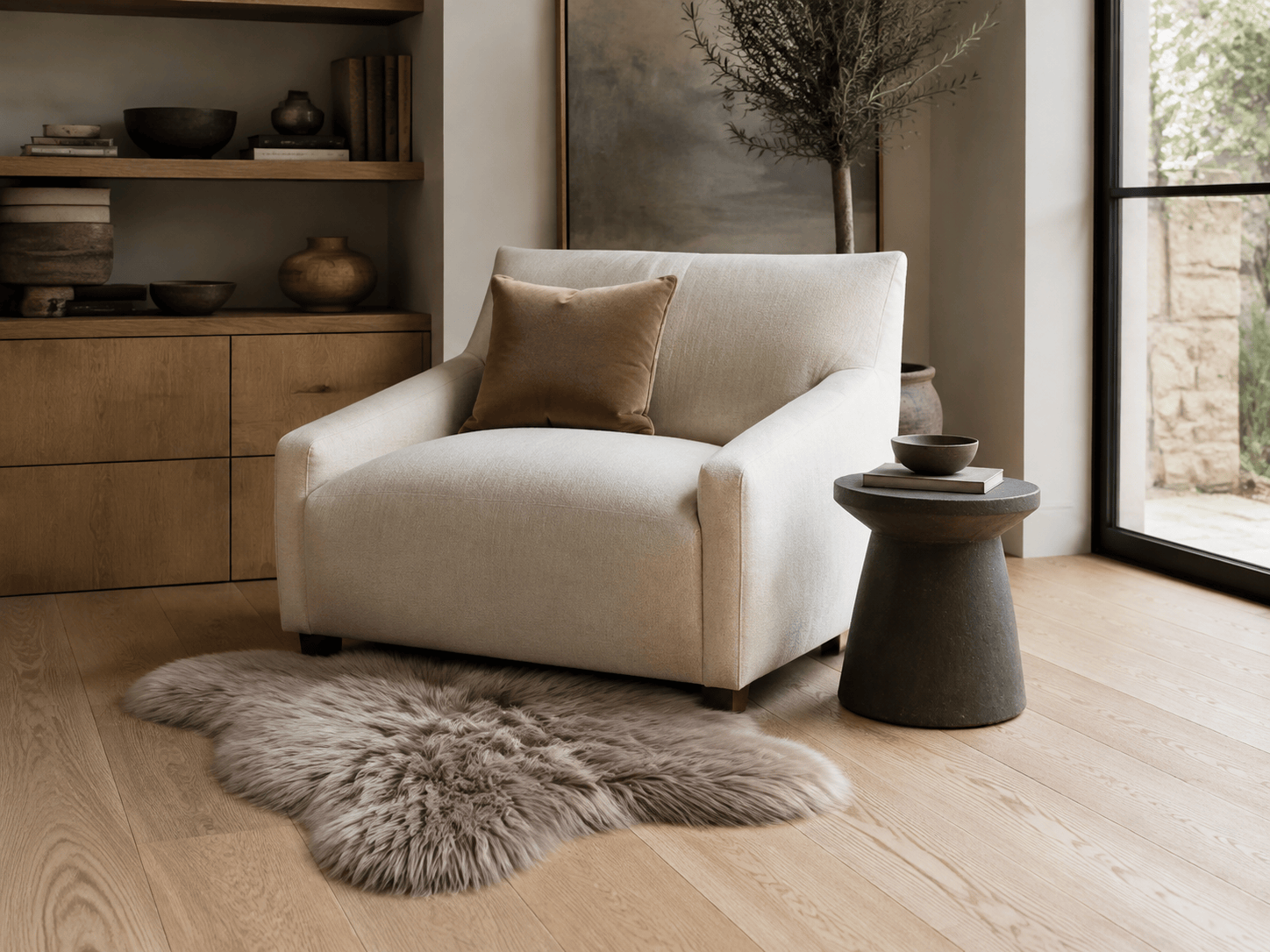 Hide & Sheepskin Rugs in a modern room