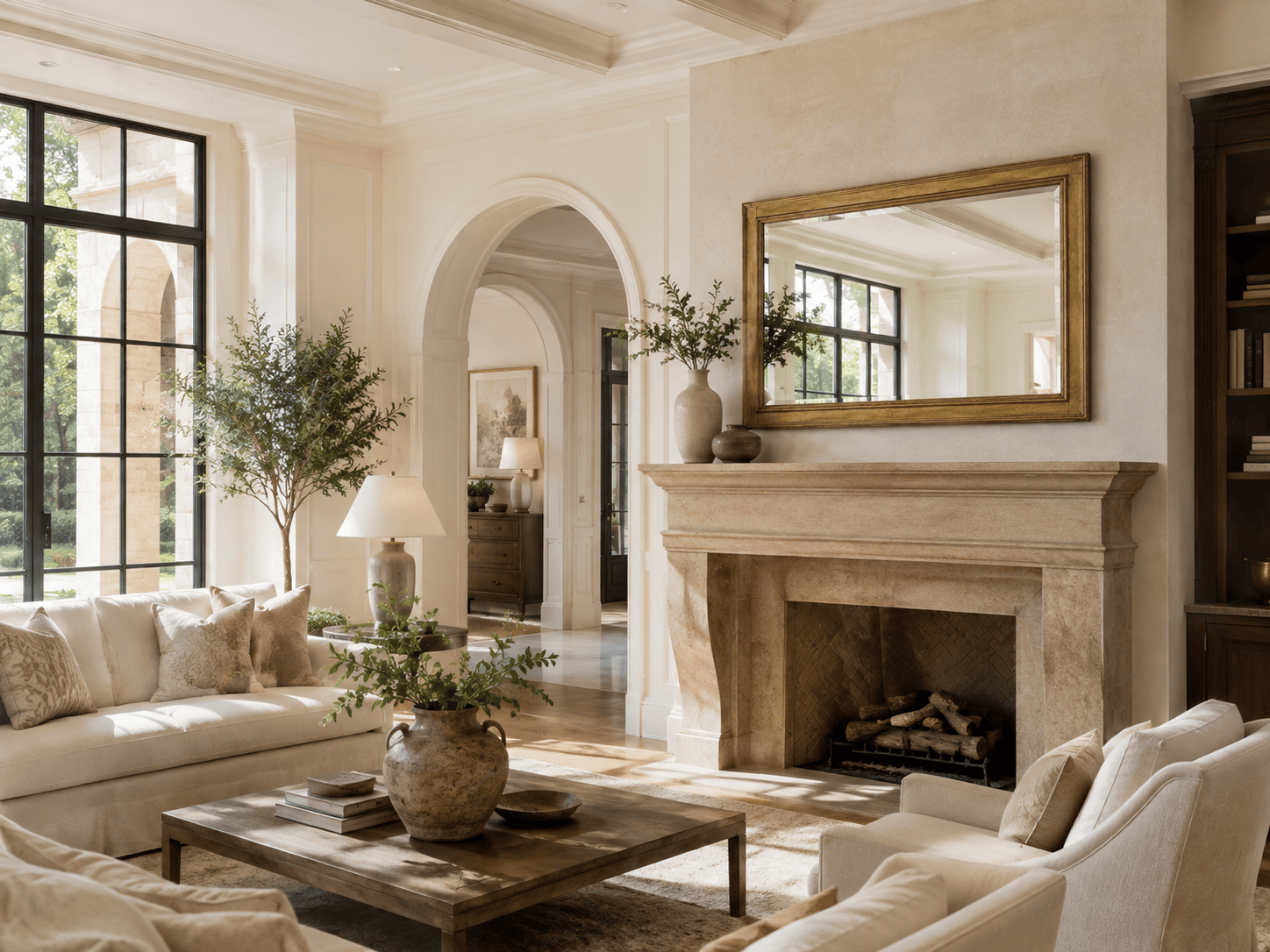 Mirrors in a modern room