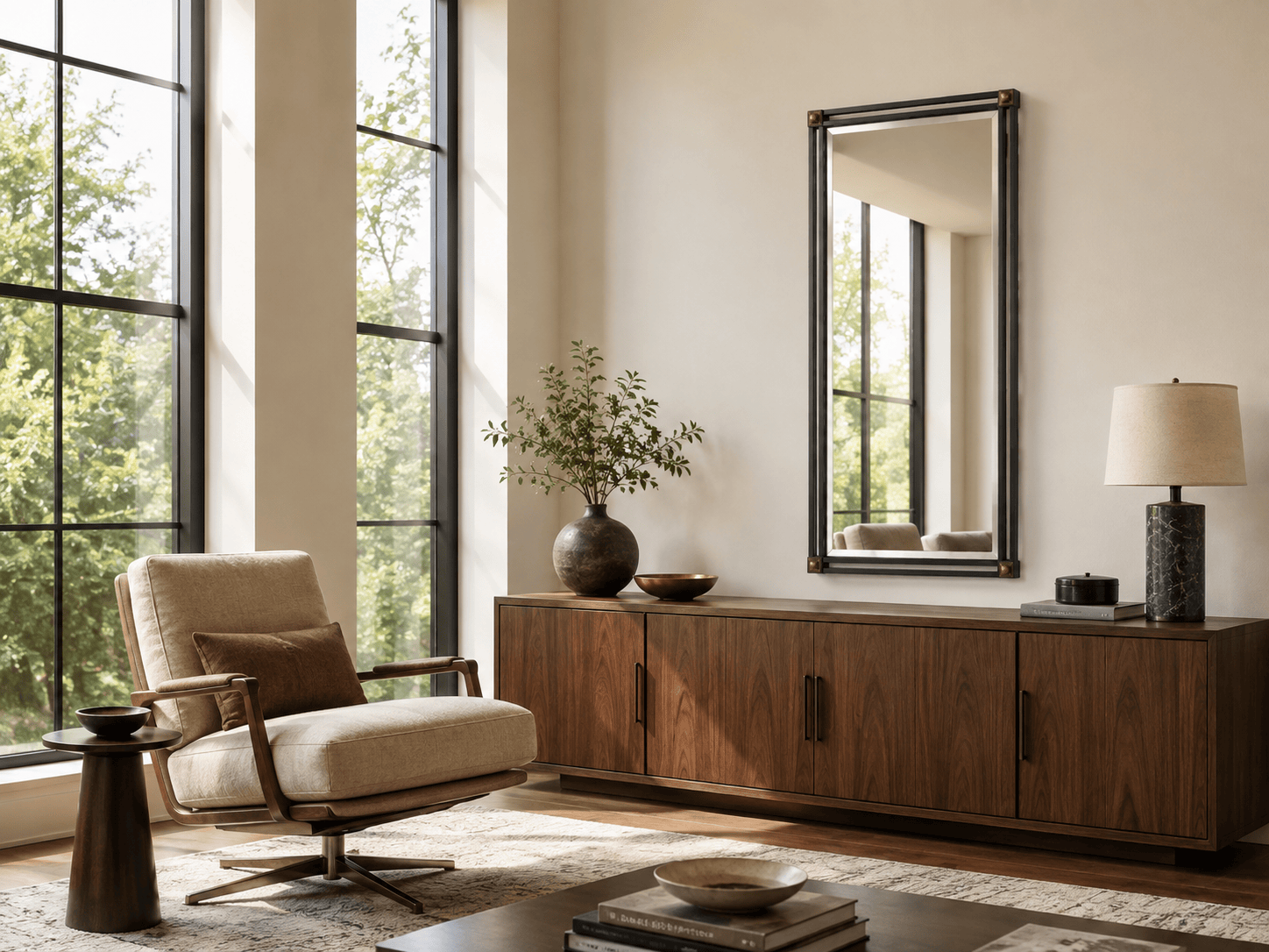 Mirrors in a modern room