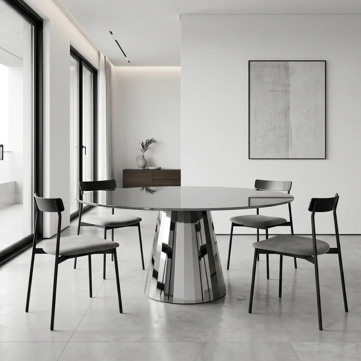 Stone Dining Tables in a styled room