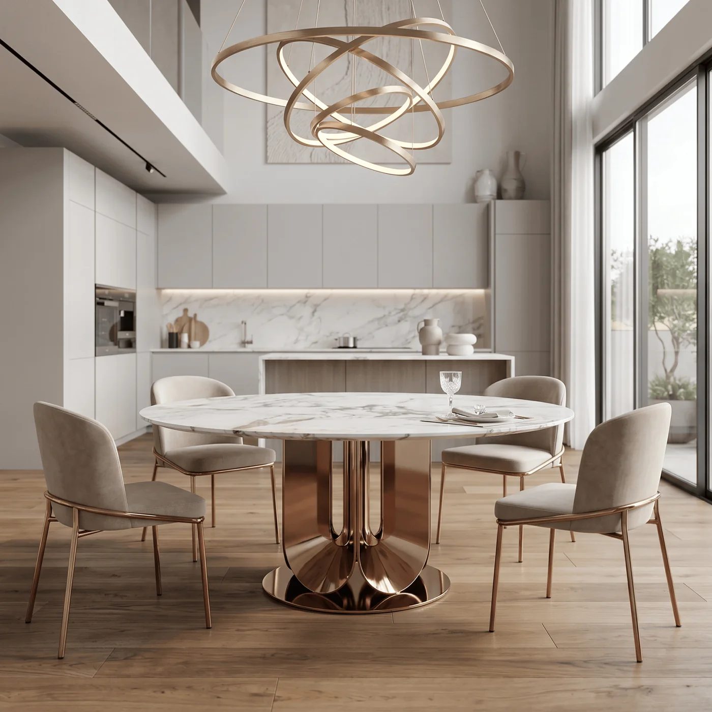 Stone Dining Tables in a styled room