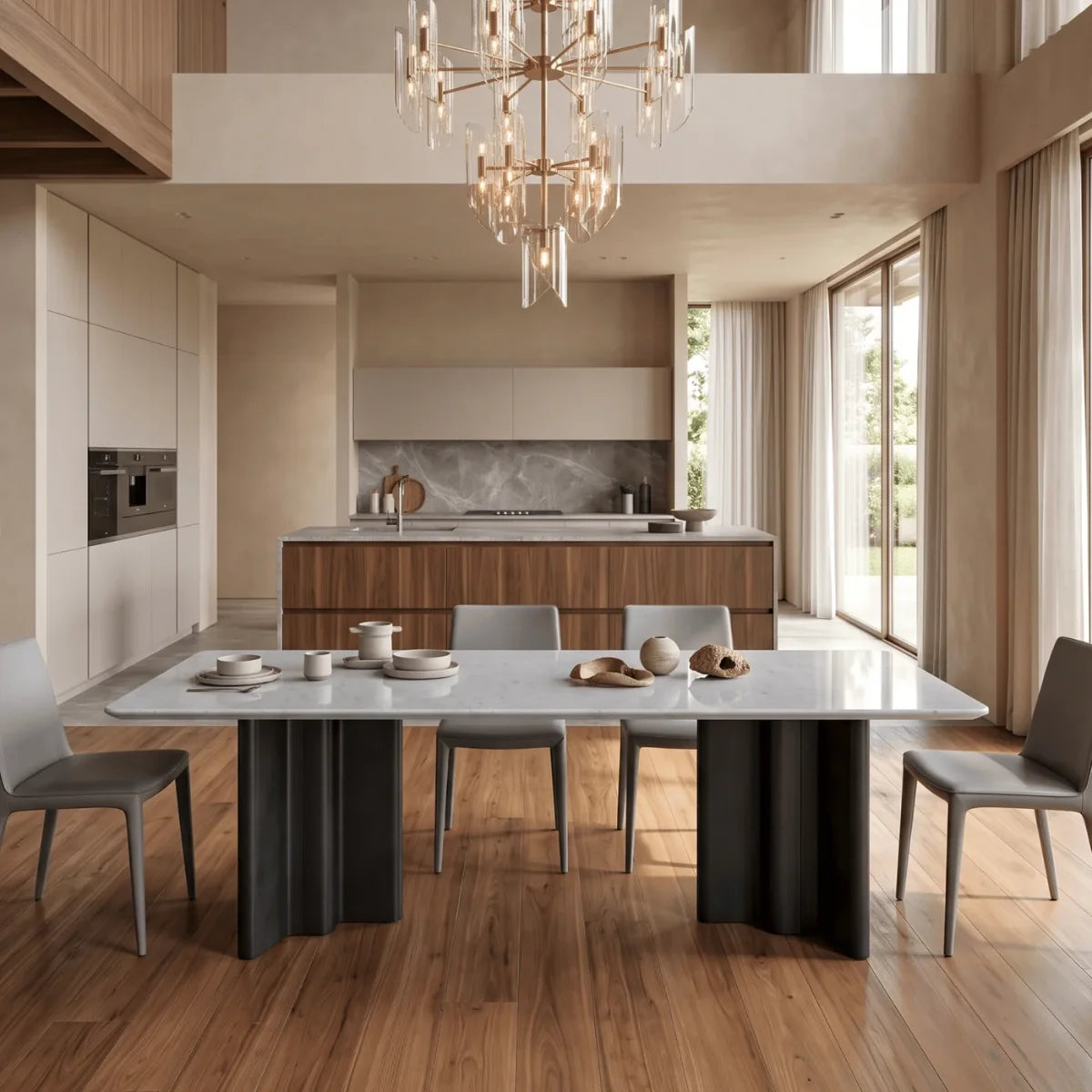 Stone Dining Tables in a styled room