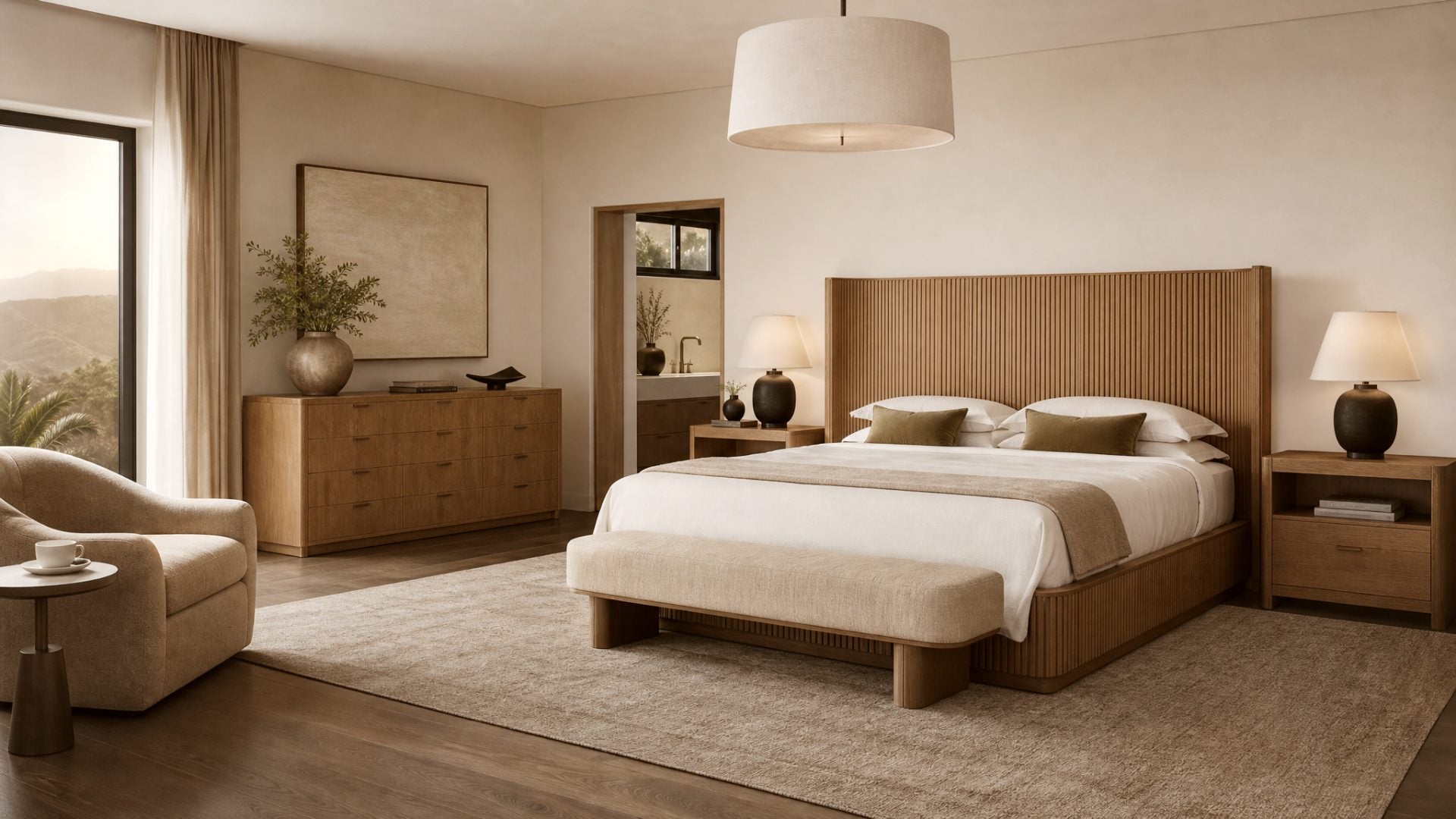 Wood Beds in a modern room