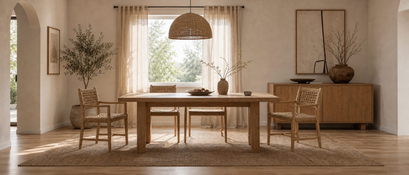 Wood & Woven Chairs in a styled room