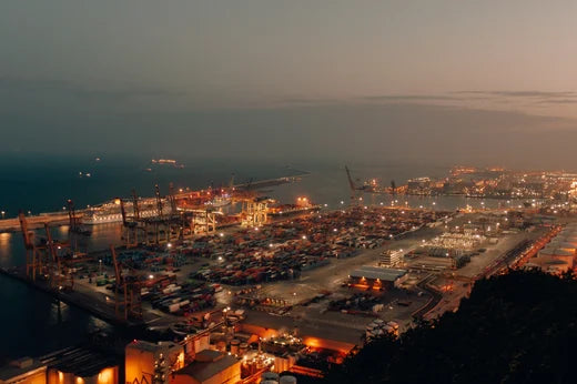 Night view of logistics and supply port