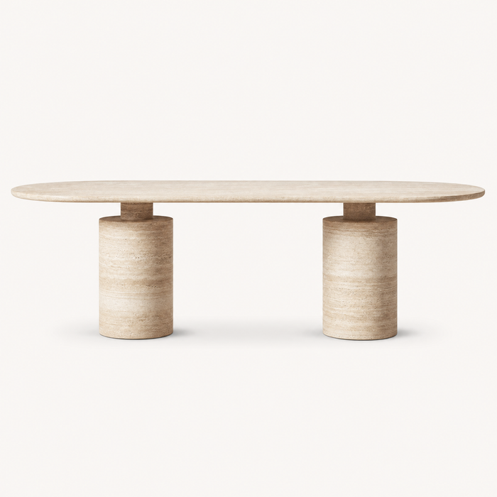 Doric Oval Travertine Table