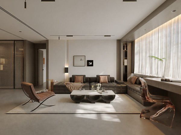 A Two-Bedroom Apartment in Oak, Leather and Stone