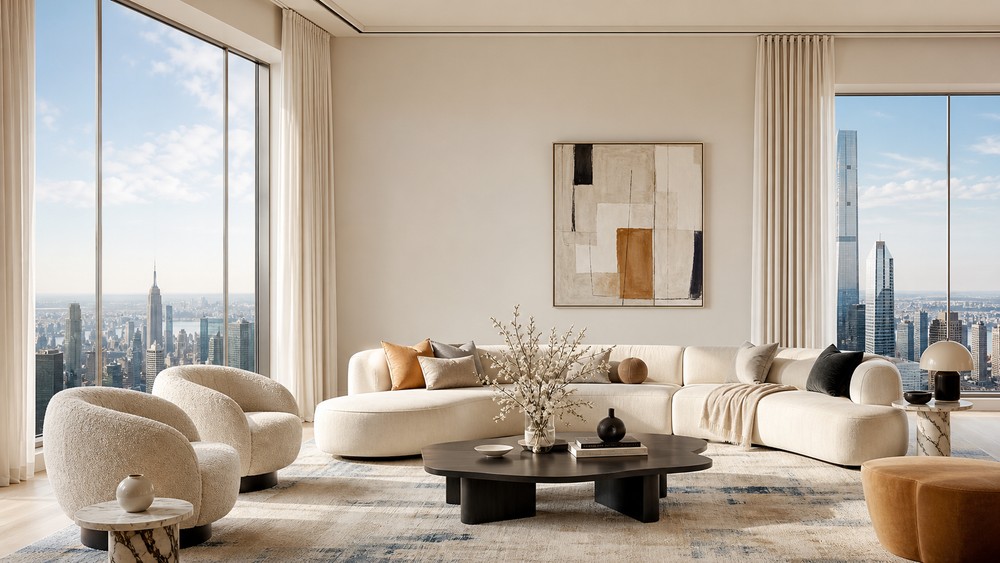 7 High-Rise Apartment Living Room Ideas for a Warm, Modern Home