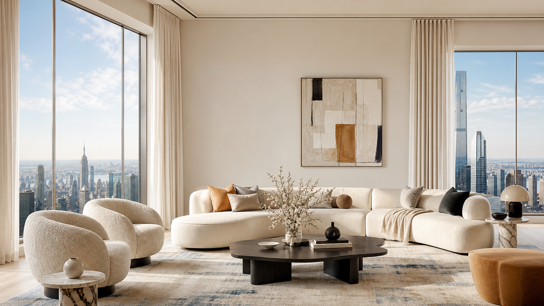 7 High-Rise Apartment Living Room Ideas for a Warm, Modern Home