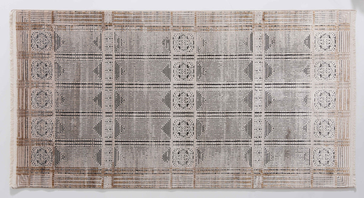 Heavens Cairn Area Rug in a finished interior.