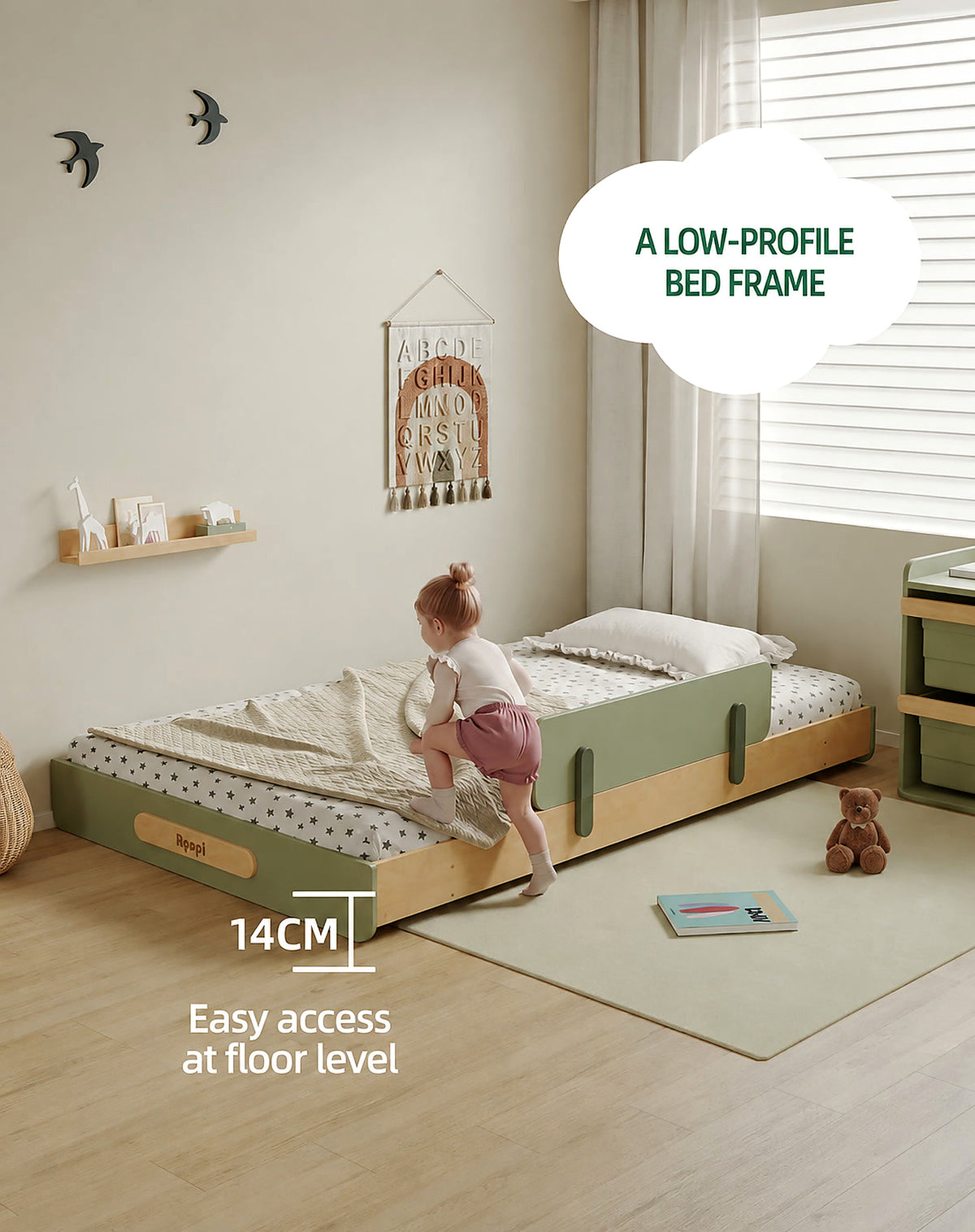  Low bed frame with a 14 cm foot-end panel