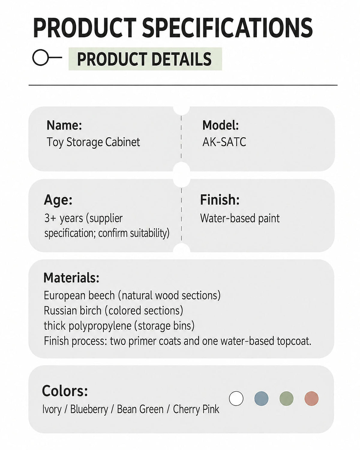  AK-SATC cabinet materials and supplier specifications